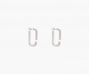 Marc Jacobs The J Marc Crystal Hoops Earrings Silver | Australia_MJ59800