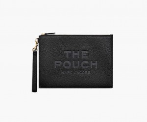 Marc Jacobs The Leather Large Pouch Wallets Black | Australia_MJ37216