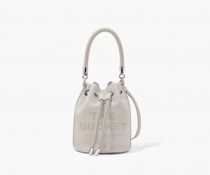 Marc Jacobs The Leather Mini Bucket Crossbody Bags Silver | Australia_MJ70442