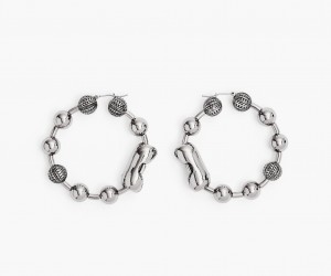 Marc Jacobs The Monogram Ball Chain Hoop Earrings Light Silver | Australia_MJ60072