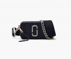 Marc Jacobs The Monogram Debossed Snapshot Crossbody Bags Black | Australia_MJ99589