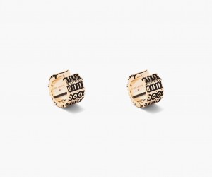 Marc Jacobs The Monogram Engraved Hoops Earrings Gold | Australia_MJ52024