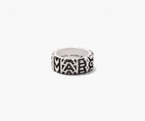 Marc Jacobs The Monogram Engraved Rings Silver | Australia_MJ78593