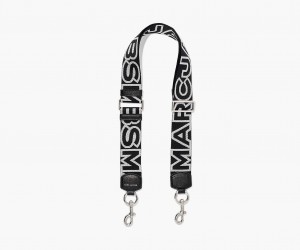 Marc Jacobs The Outline Logo Webbing Bag Strap Black / Silver | Australia_MJ79407