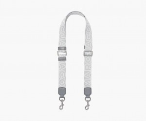 Marc Jacobs The Thin Outline Logo Webbing Bag Strap Grey Multicolor | Australia_MJ17654