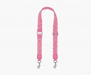 Marc Jacobs The Thin Outline Logo Webbing Bag Strap Pink | Australia_MJ48151