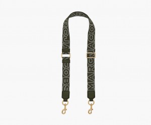 Marc Jacobs The Thin Outline Logo Webbing Bag Strap Green | Australia_MJ95994