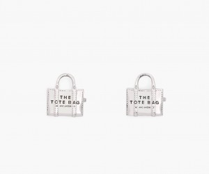 Marc Jacobs The Tote Bag Stud Earrings Light Silver | Australia_MJ36205