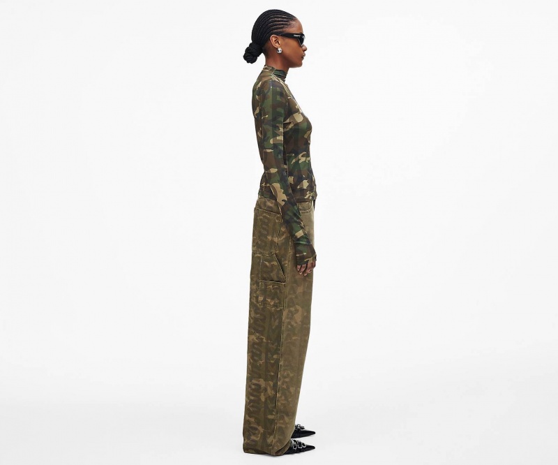 Marc Jacobs Camo Sheer Long Sleeve Tops Camo Multicolor | Australia_MJ10734