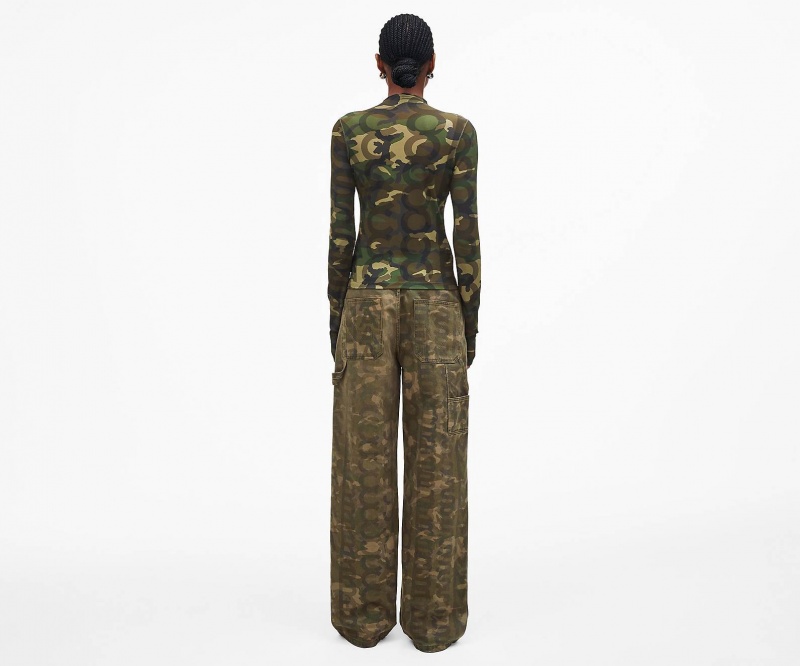 Marc Jacobs Camo Sheer Long Sleeve Tops Camo Multicolor | Australia_MJ10734