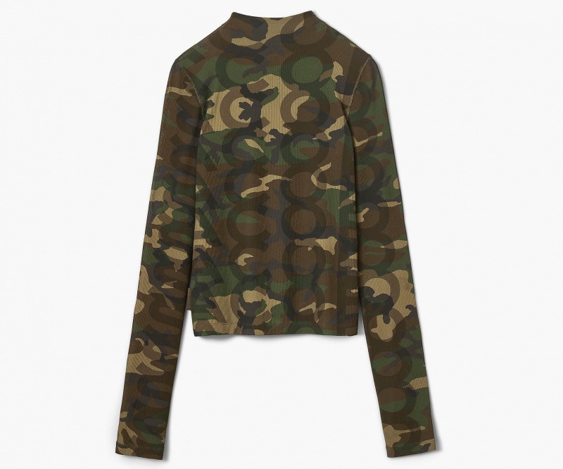 Marc Jacobs Camo Sheer Long Sleeve Tops Camo Multicolor | Australia_MJ10734