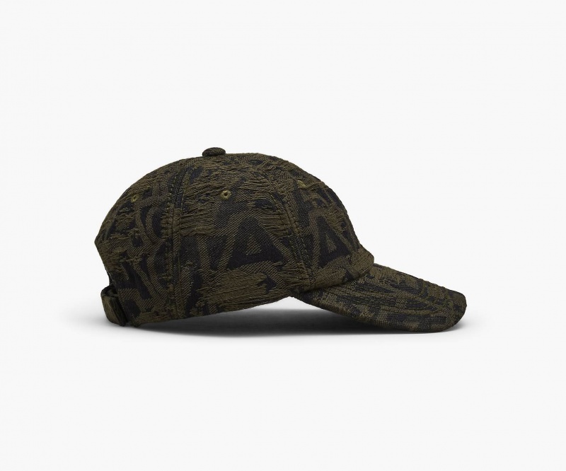 Marc Jacobs Distressed Monogram Baseball Hat Black | Australia_MJ49777