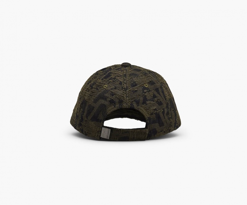 Marc Jacobs Distressed Monogram Baseball Hat Black | Australia_MJ49777