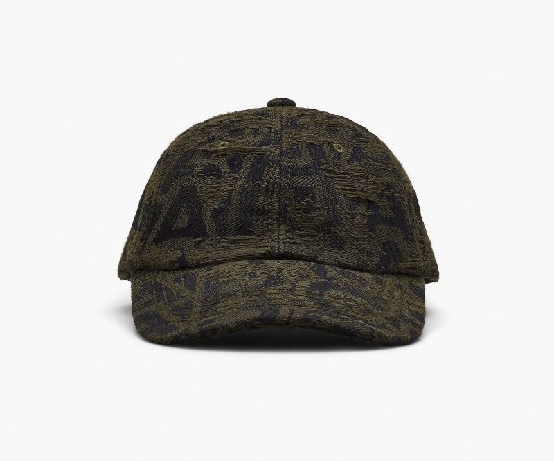 Marc Jacobs Distressed Monogram Baseball Hat Black | Australia_MJ49777