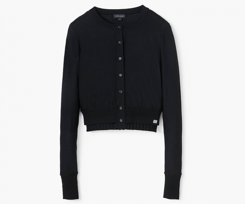 Marc Jacobs Fine Ribbed Merino Cardigan Tops Black | Australia_MJ49243