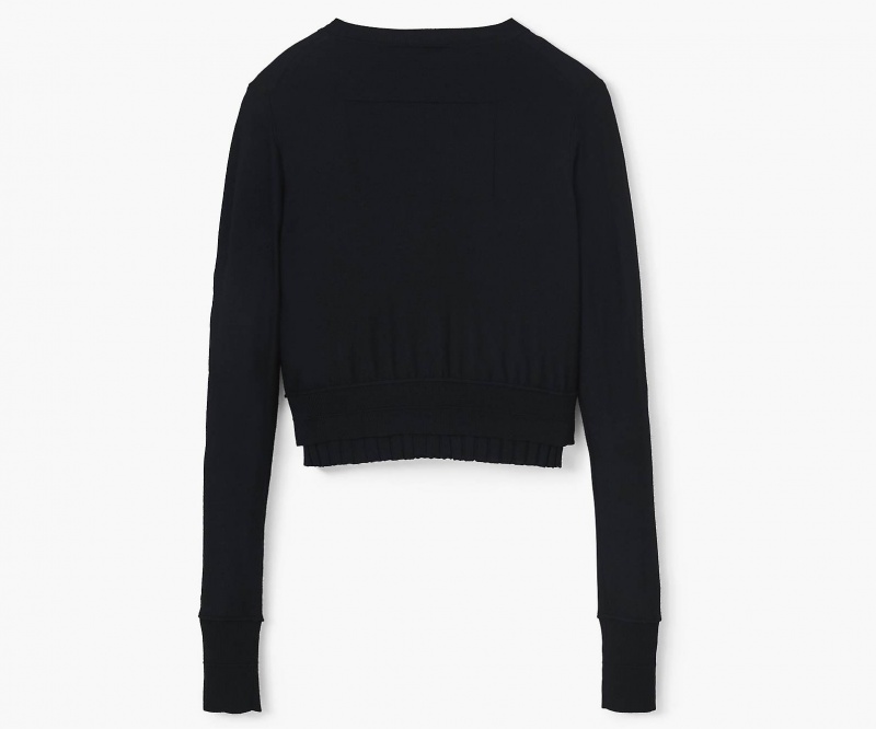 Marc Jacobs Fine Ribbed Merino Cardigan Tops Black | Australia_MJ49243