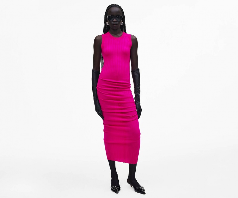 Marc Jacobs Fine Ribbed Merino Twisted Dress Pink | Australia_MJ94217