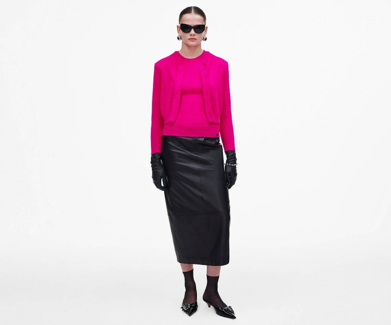 Marc Jacobs Pilled Hook and Eye Cardigan Tops Pink | Australia_MJ77777