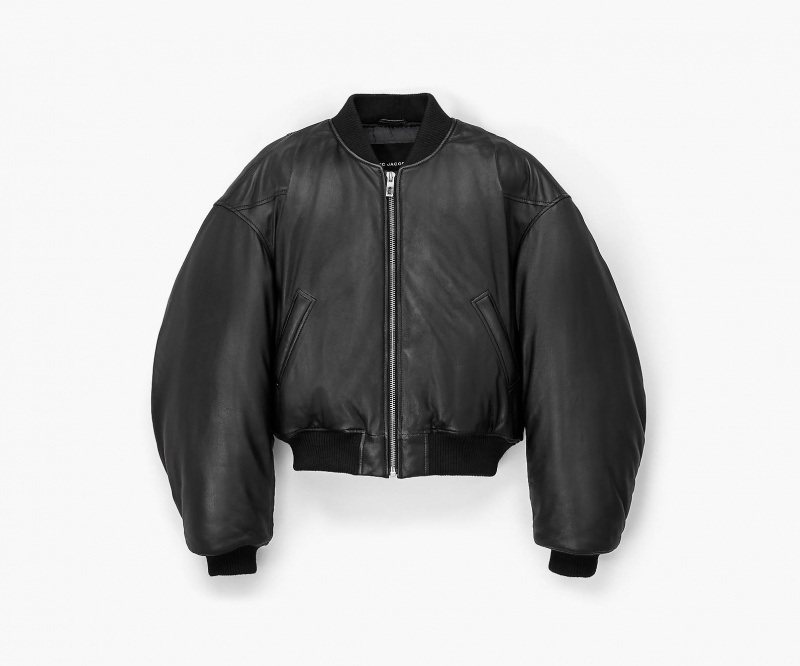 Marc Jacobs Puffy Leather Bomber Outerwear Black | Australia_MJ49161