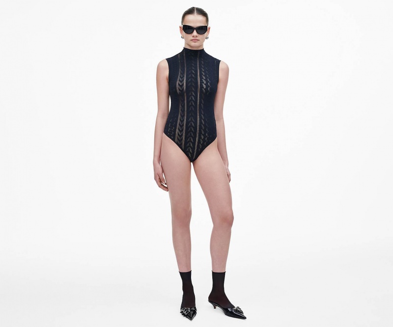 Marc Jacobs Seamless Monogram Bodysuit Tops Black | Australia_MJ30587