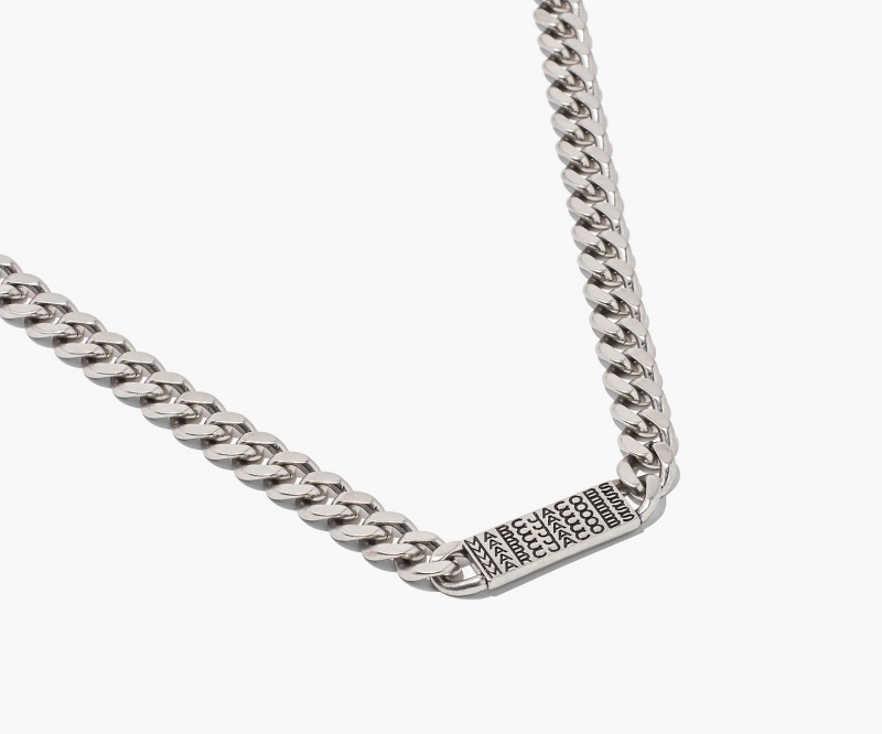 Marc Jacobs The Barcode Monogram ID Chain Necklaces Silver | Australia_MJ30248