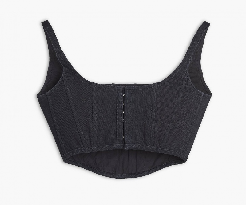 Marc Jacobs The Denim Bustier Tops Black | Australia_MJ67558