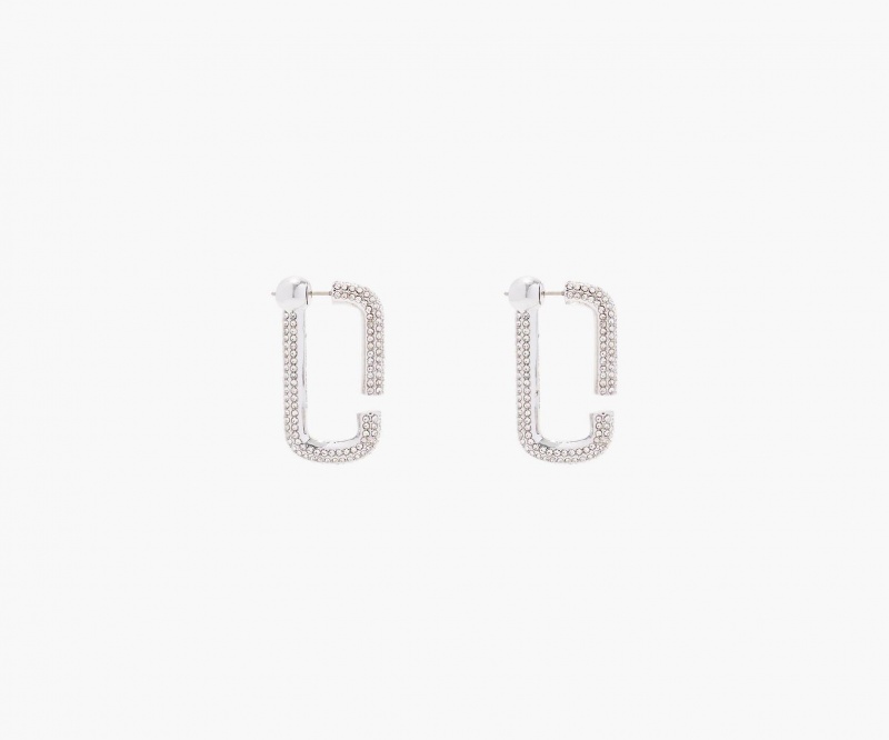 Marc Jacobs The J Marc Crystal Hoops Earrings Silver | Australia_MJ59800