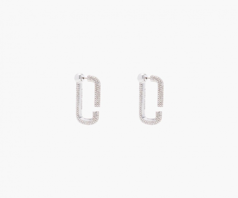 Marc Jacobs The J Marc Crystal Hoops Earrings Silver | Australia_MJ59800