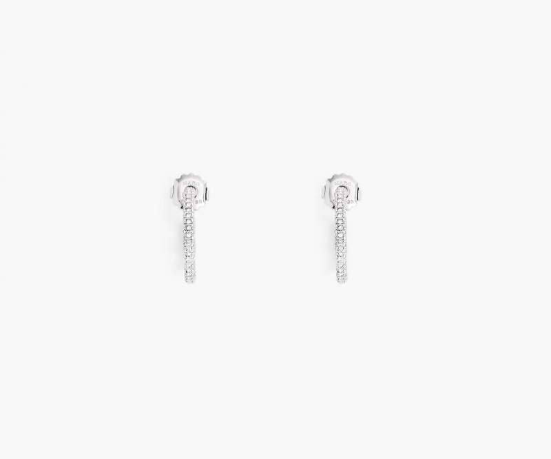 Marc Jacobs The J Marc Small Pave Hoops Earrings Silver | Australia_MJ19678