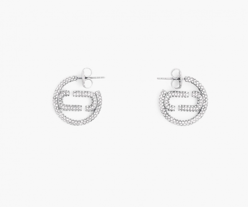 Marc Jacobs The J Marc Small Pave Hoops Earrings Silver | Australia_MJ19678