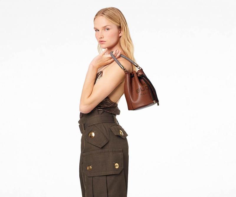 Marc Jacobs The Leather Bucket Crossbody Bags Brown | Australia_MJ16243