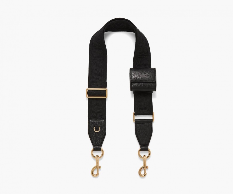 Marc Jacobs The Leather Cargo Webbing Bag Strap Black | Australia_MJ44202