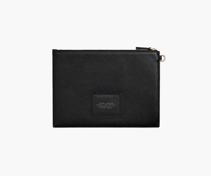 Marc Jacobs The Leather Large Pouch Wallets Black | Australia_MJ37216