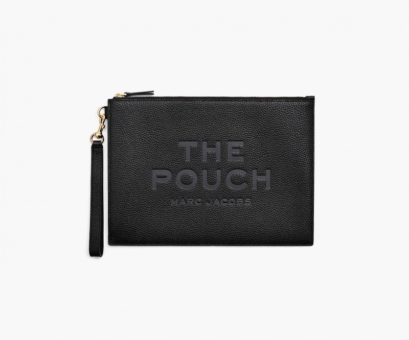 Marc Jacobs The Leather Large Pouch Wallets Black | Australia_MJ37216