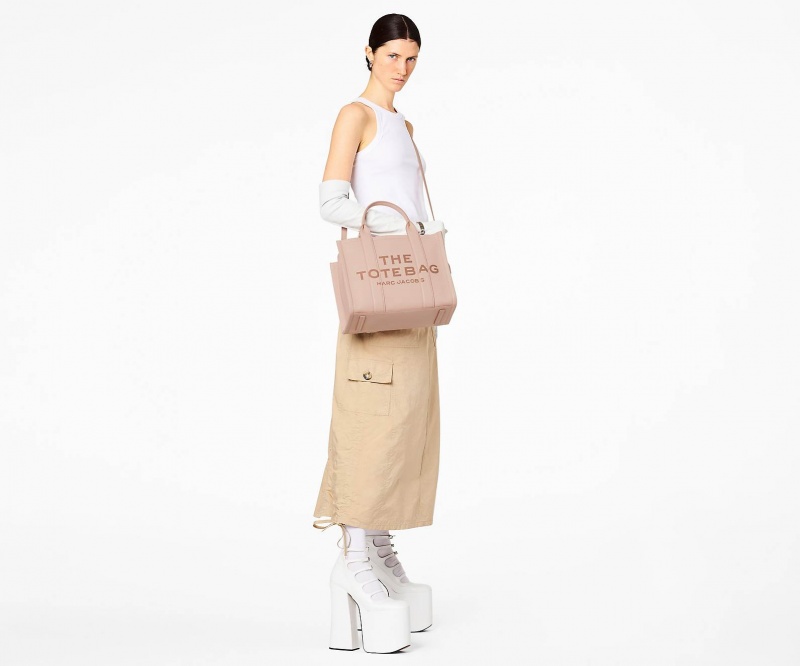 Marc Jacobs The Leather Medium Tote Bags Rose | Australia_MJ63757