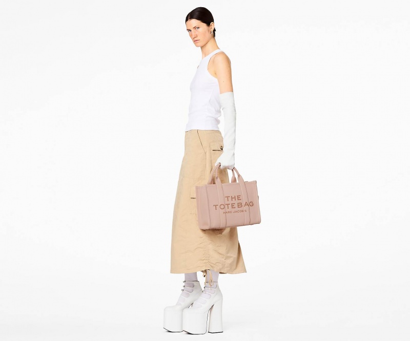 Marc Jacobs The Leather Medium Tote Bags Rose | Australia_MJ63757