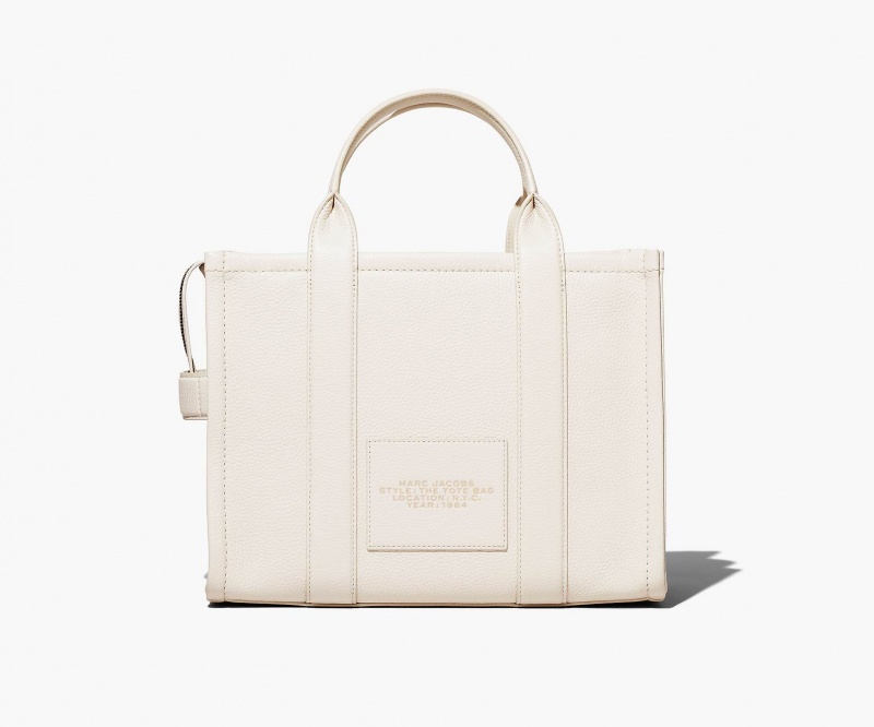 Marc Jacobs The Leather Medium Tote Bags Silver | Australia_MJ28013