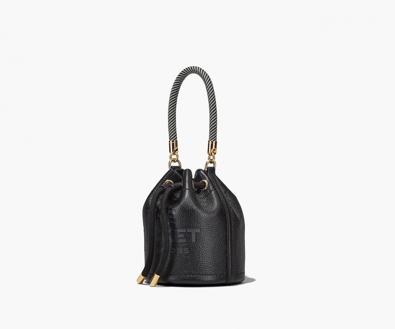 Marc Jacobs The Leather Mini Bucket Crossbody Bags Black | Australia_MJ64671