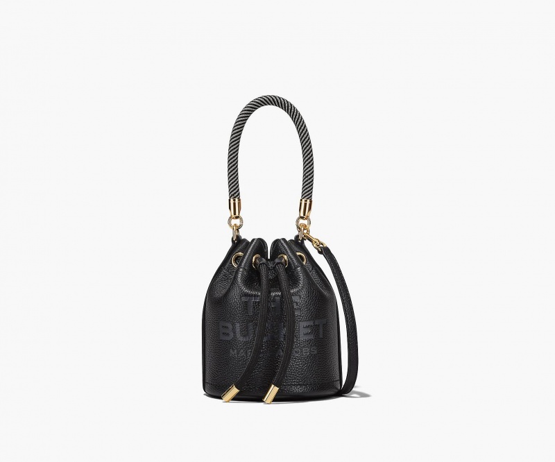 Marc Jacobs The Leather Mini Bucket Crossbody Bags Black | Australia_MJ64671