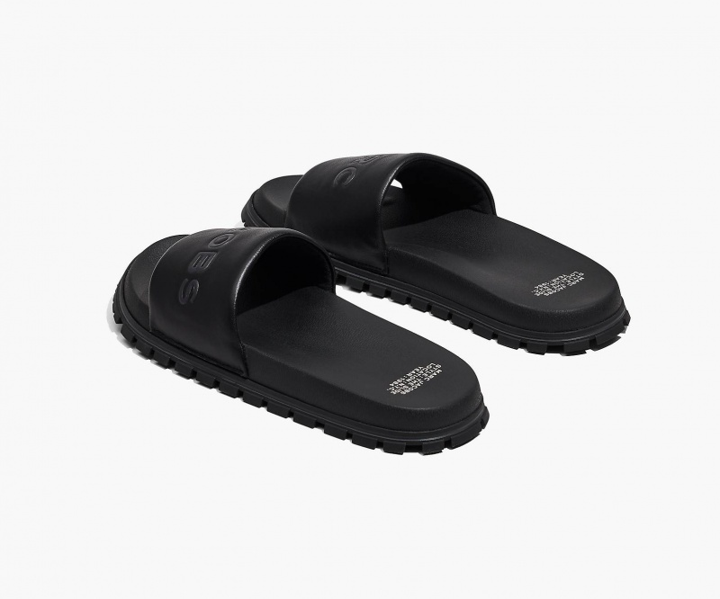 Marc Jacobs The Leather Slide Sandals Black | Australia_MJ35068