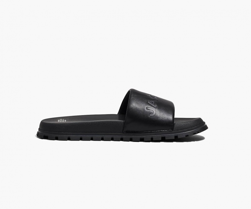 Marc Jacobs The Leather Slide Sandals Black | Australia_MJ35068