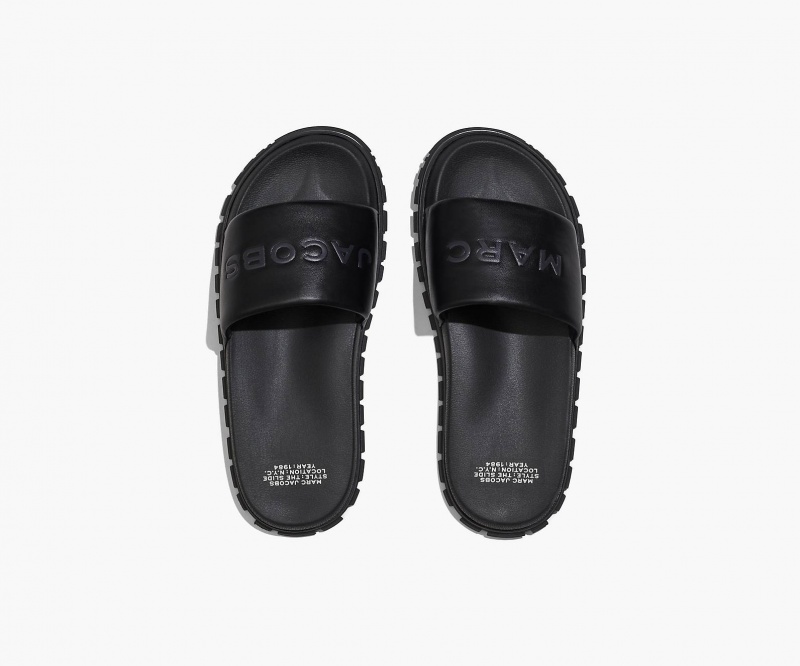 Marc Jacobs The Leather Slide Sandals Black | Australia_MJ35068