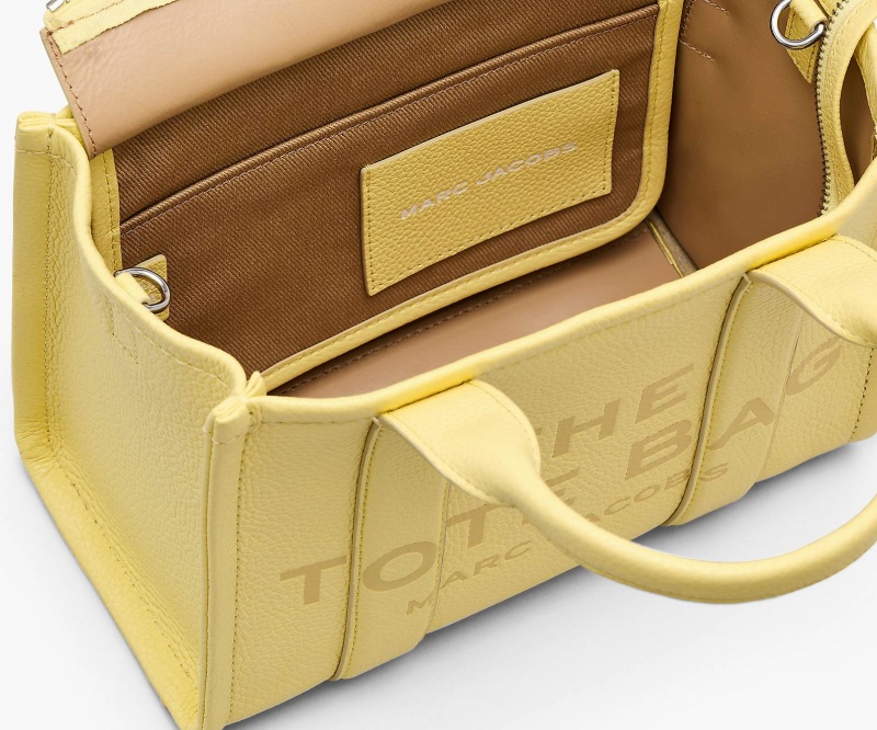 Marc Jacobs The Leather Small Tote Bags Yellow | Australia_MJ43834