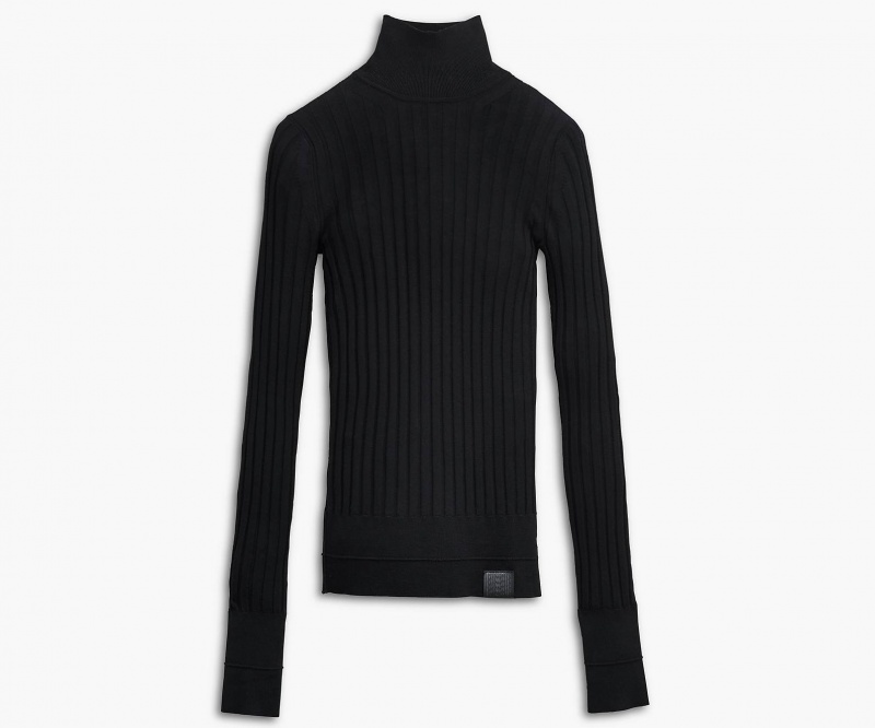 Marc Jacobs The Lightweight Ribbed Turtleneck Tops Black | Australia_MJ87927