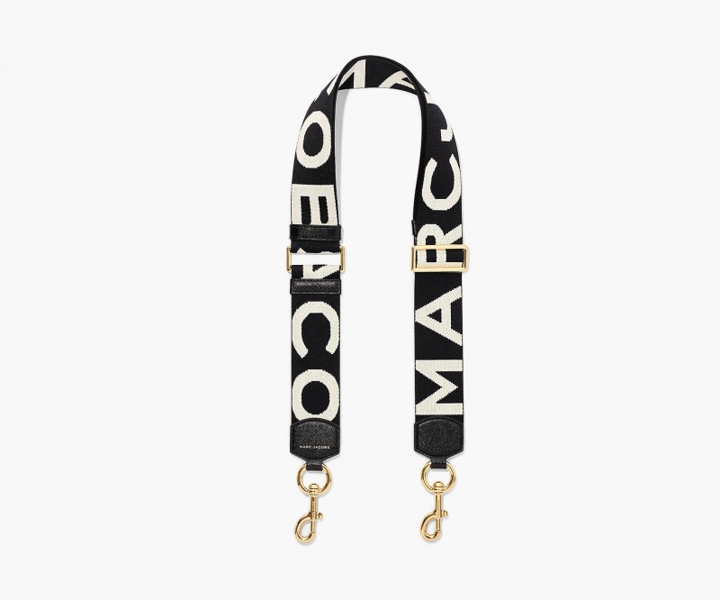 Marc Jacobs The Logo Webbing Bag Strap Black / White | Australia_MJ48761