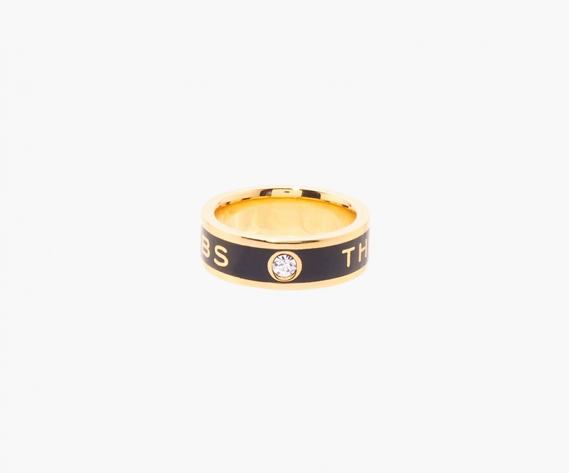 Marc Jacobs The Medallion Rings Black / Gold | Australia_MJ24383