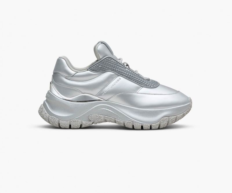 Marc Jacobs The Metallic Lazy Runner Sneakers Silver | Australia_MJ59394