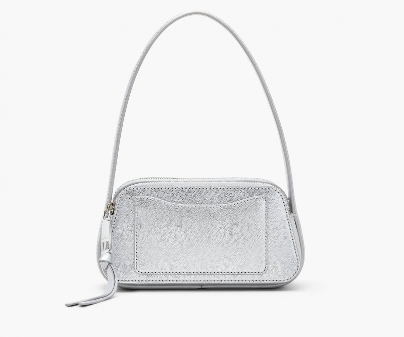 Marc Jacobs The Metallic Slingshot Shoulder Bags Silver | Australia_MJ75416