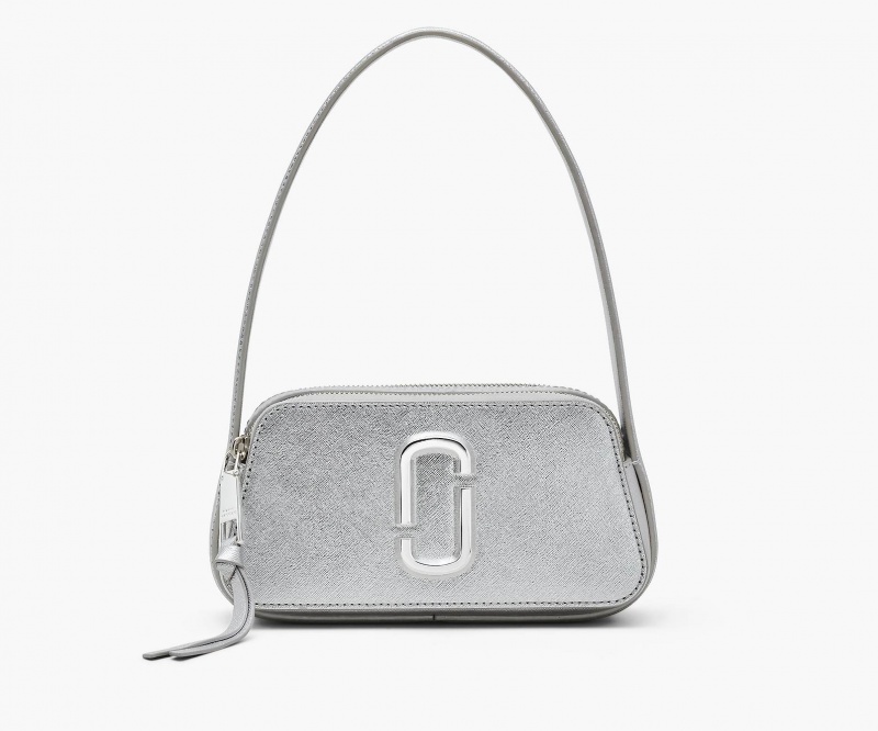 Marc Jacobs The Metallic Slingshot Shoulder Bags Silver | Australia_MJ75416