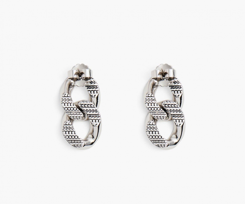 Marc Jacobs The Monogram Chain Link Earrings Light Silver | Australia_MJ82111